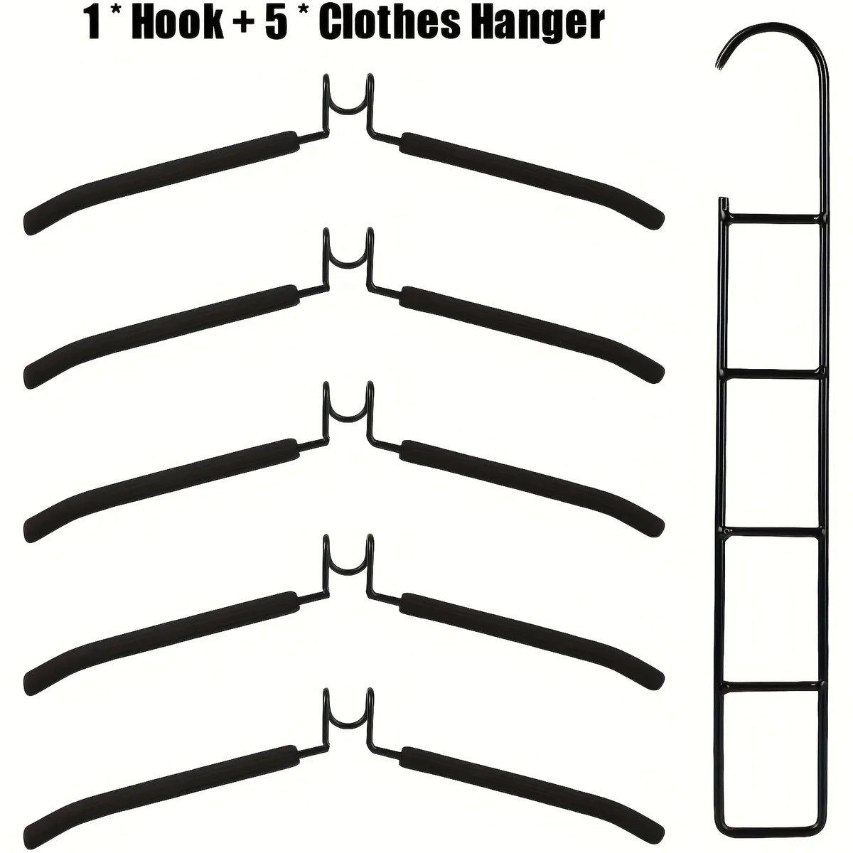 5pcs Multi-Tier Hanging Closet Hanger with Hooks Space-Saving Organizer for Closet Coats Shirts Dresses Jackets Hanging Storage