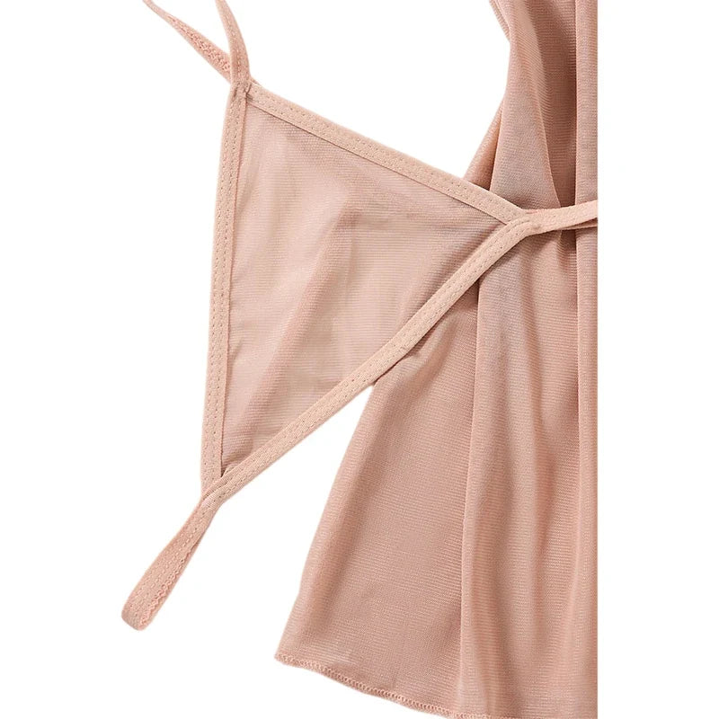 Sexy Lingerie Dress Women Lace Mesh See Through Nightdress Solid Slim V Neck Slip Sleepwear Summer Hot Nightgown Night Shirts