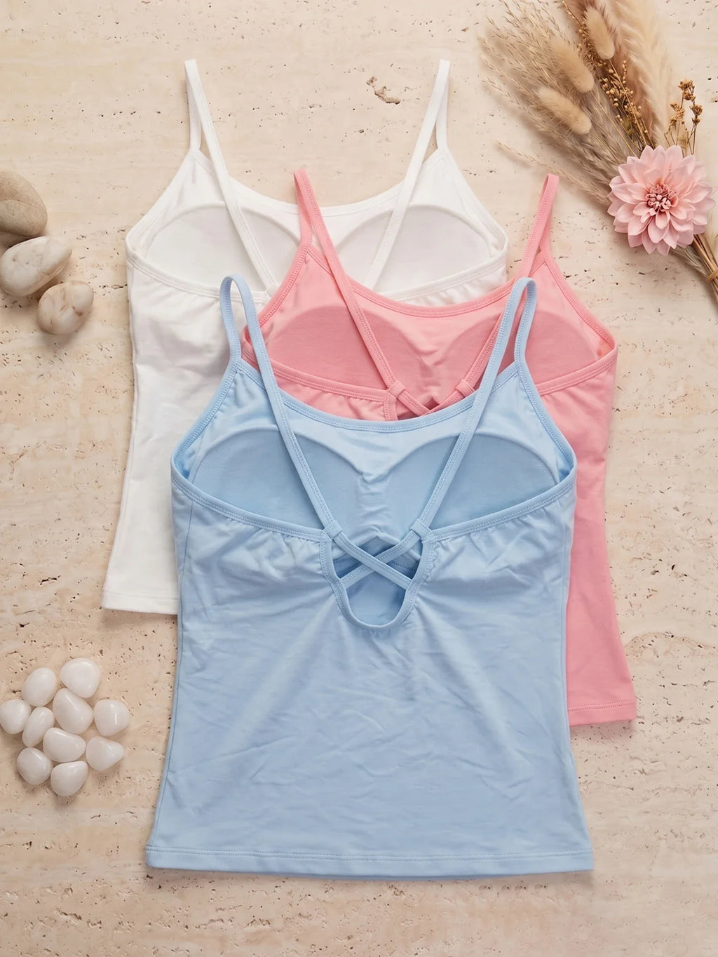 1Pcs Women Solid Color Camisole Sleeveless Backless Seamless Sports Tank Top Wireless Underwear Padded Bra Bralette Vest