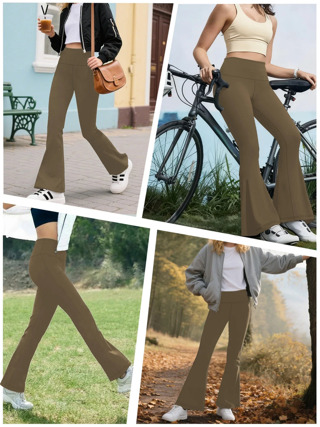 Women's Super Soft Flare Pants High Waisted Tummy Control Workout Yoga Push Up Gym Fitness Long Leggings Bell Bottoms
