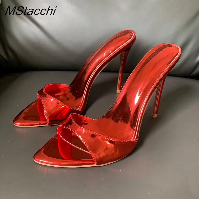 Super-high Heel Slippers Women Shoes Summer Peep Toe Mixed Colors Stiletto Sandals Sexy Party Ladies Shoes Luxury Woman Pumps
