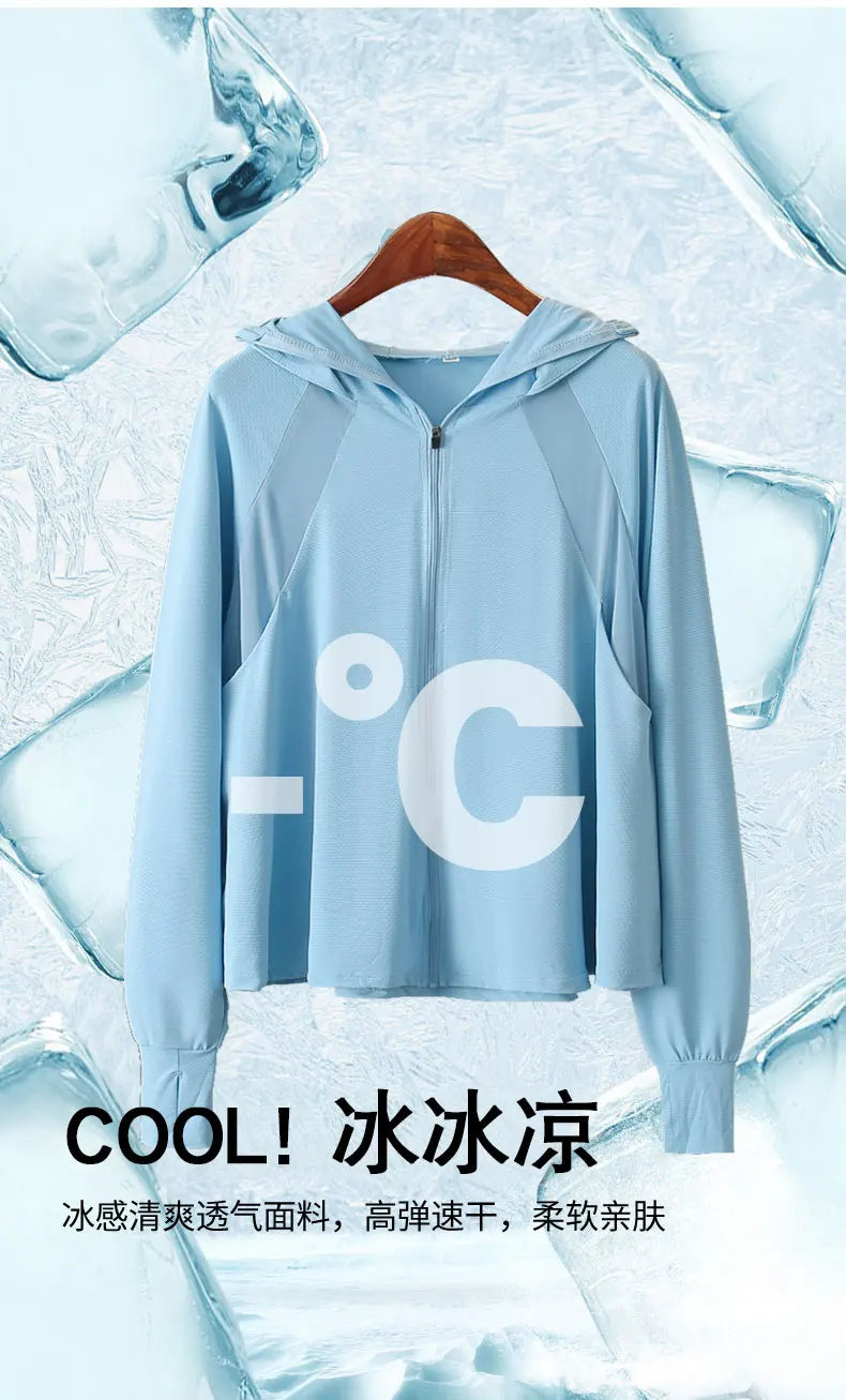 Ice Silk Sun UPF 50+ UV Protection Jacket Big Brim Thin Ice Silk Sun Protection Jackets UV Protection Hooded Windbreaker 4XL 5XL
