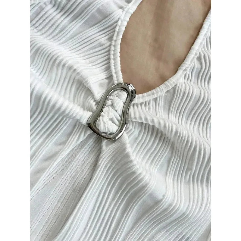Summer for Women Sleeveless Top Clothes Solid Split Backless Women Sexy V-neck Halter Neck Crop Top