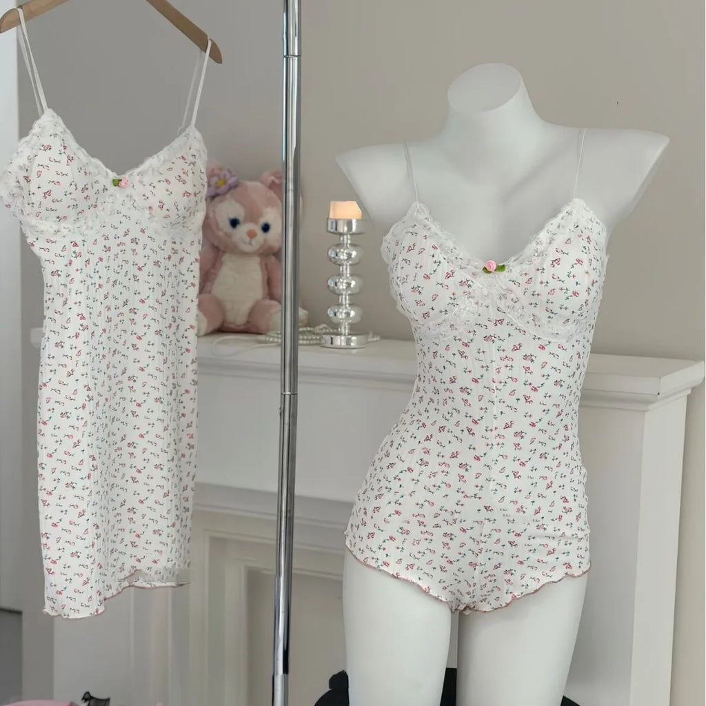 Onesie Pajamas for Women Cute Pj Woman Coquette Pajamas Set Floral Pajama Set Coquette Aesthetics
