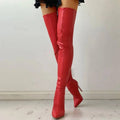 2026 Black Over The Knee Boots Stiletto High Heels 11 Cm Club Party Slim Leg Boots Size 46 Waterproof Personality Boots
