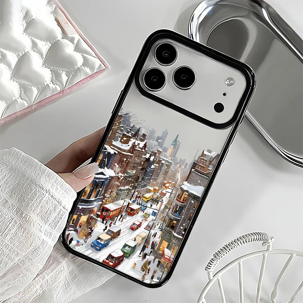 Snow View House Landscape Phone Case For iPhone 17 Air 16 15 14 13 12 11 Pro Max 17 Pro Shockproof Hard Cover Fundas