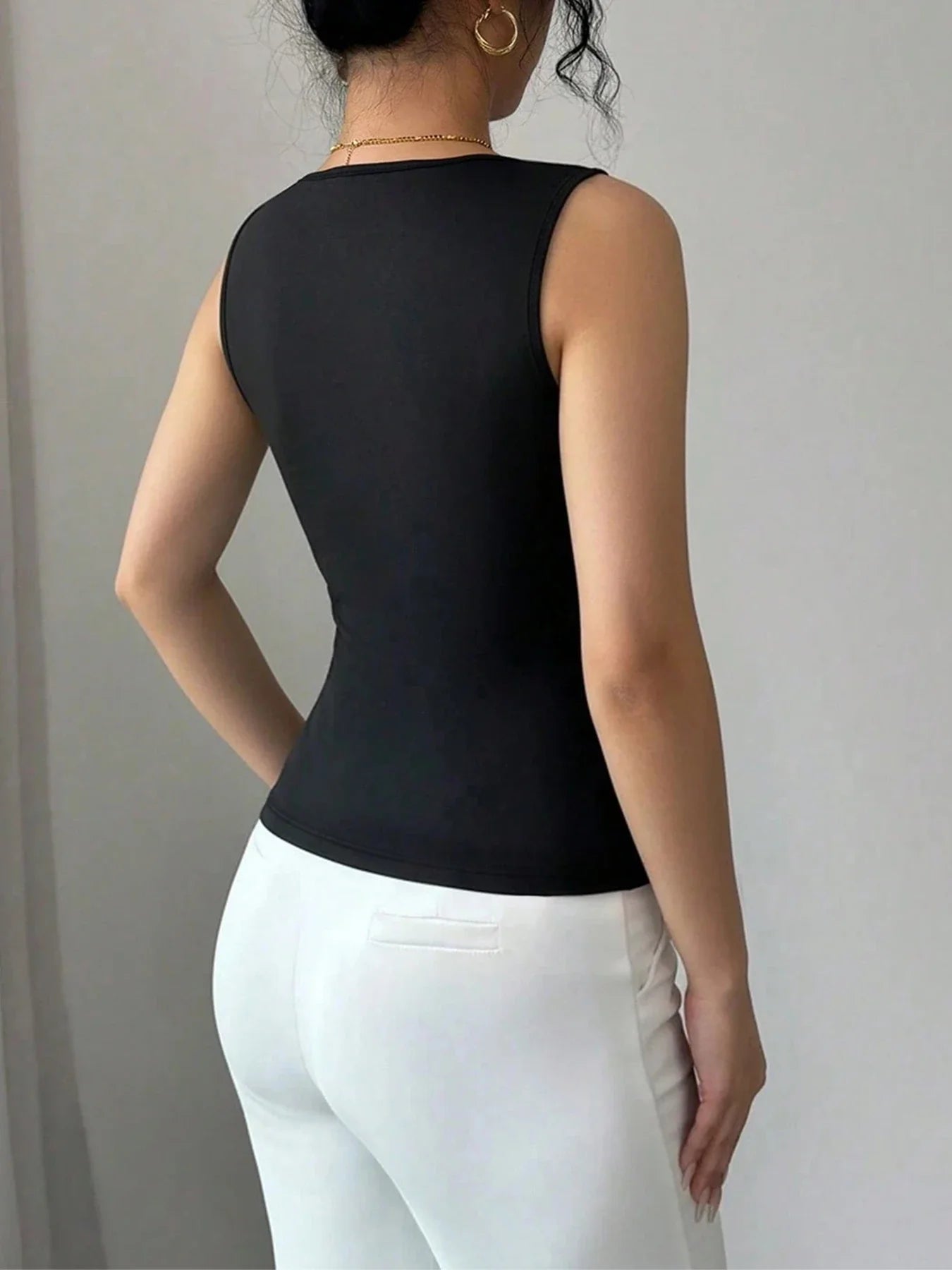 Womens Tank Top Asymmetric Ruched Split Decor Tank Top Ruched Blouse Fitted Elegant Chic Apparel Tops Spring Summer Daily Shirts