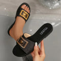Women's Shoes New Fashion Slippers Classic Elegant Versatile Solid Color Metal Decoration Round Toe Flat Sandals