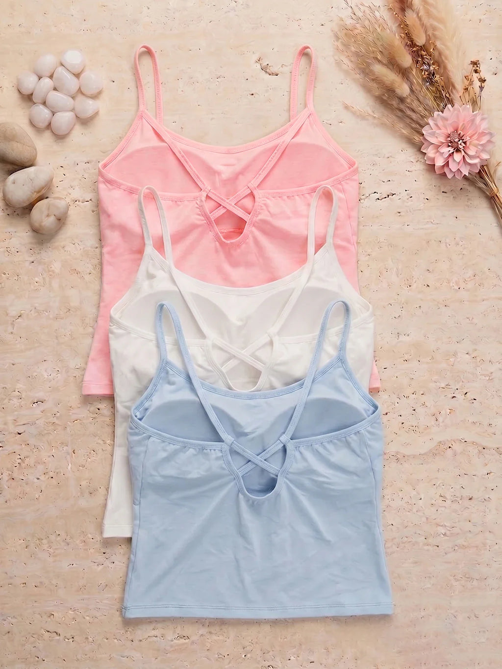 1Pcs Women Solid Color Camisole Sleeveless Backless Seamless Sports Tank Top Wireless Underwear Padded Bra Bralette Vest