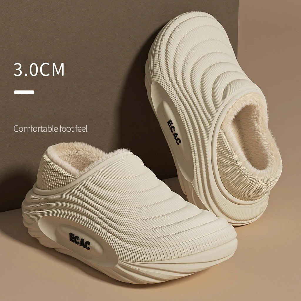 Baotou waterproof cotton slippers, home cotton shoes, winter warm and non slip couple cotton slippers