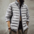 Maden Winter Men's Stand-up Collar Down Jacket Lightweight Hydrophobic White Duck Down Filling Coat Warm Inner Layer for Fall