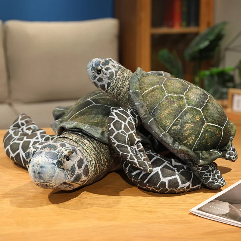3 Sizes High Quality Realistic Sea Turtle Plush Toys Cozy Cotton Stuffed Lifelike Tortoise Toy Funny Throw Pillow Back Cushion