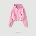 ZODF Retro 2025 Winter Women Short Zipper Hoodies Female Girls Loose 355gsm Thick Fleece Hooded Zip-up Coat Streetwears HY0448