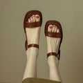 2025 Summer Women Sandals Low Heels Basic Genuine Leather Office Plus Size 35-42 Ladies Casual Outdoor Concise Woman Shoes