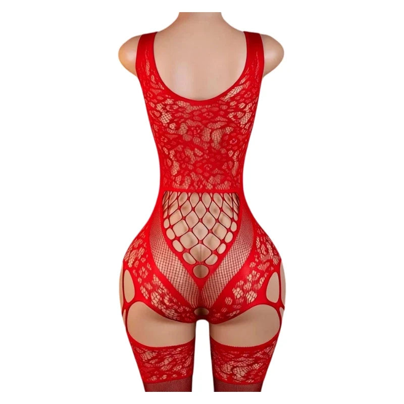 Ultra Hot Crotchless Lingerie Open Bra Erotic Costumes Transparent BodySuits Adults Hanging Neck Bodystockings Fishnet Underwear
