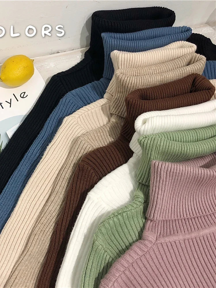 Turtleneck Sweater Womens 2026 Autumn Winter Tops Korean Slim Women Pullover Jumper Knitted Sweater Pull Femme Hiver Truien