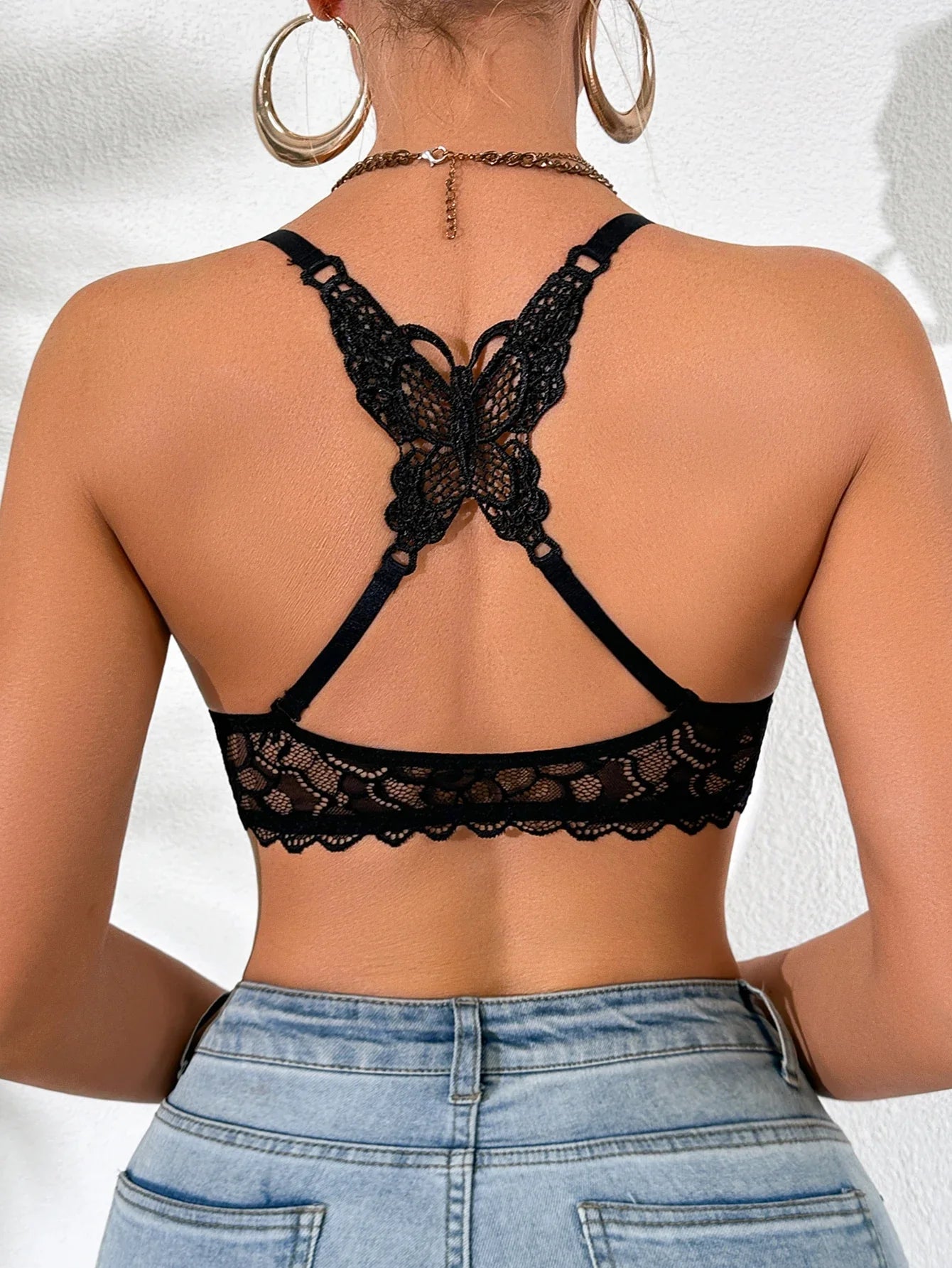 1Pcs Lace Butterfly Women's Sexy Bras French Front Closure Push up Bra Non-Padded Comfortable Versatile Back Design Top