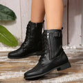 Plus Size Autumn New European and American Flat Low Heel Short Boots Roman Zip Boots for Women