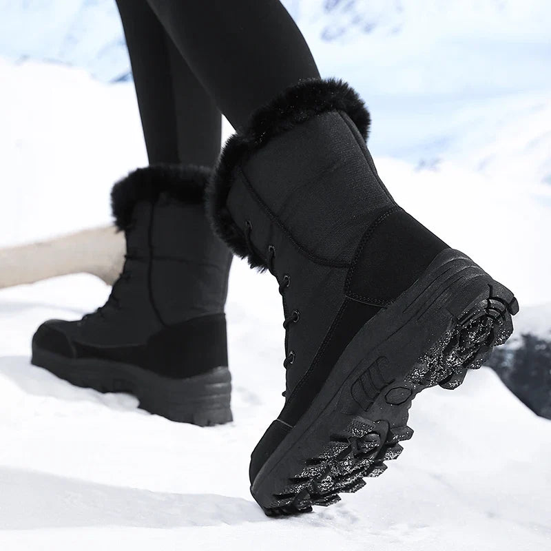 Winter Snow Boots for Women, Waterproof, Non-Slip, Warm, Northeast-Style Large Cotton Shoes, Ski Boots, Fleece-Lined, Thickened, Wear-Resistant, High-Top Cotton Boots