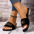 Women's Spring and Summer Casual Sandals, Bohemian Buckle Metal Buckle Fashionable Unisex Sandals, Beach Shoes, Versatile Kitten Heel Sandals, Vacation, Parties, Daily Work Clothing