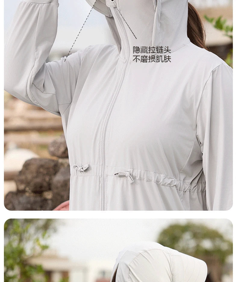 Ice Silk Long Sleeve Sunscreen Clothing 3XL 4XL UPF 50+ UV Protection Thin Breathable Sun-Proof Coat Ice Silk Sunscreen Jacket