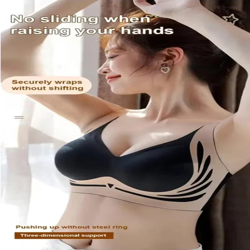 Powerful Push up Seamless Bra Women Gathered Up Wireless Bra Soft Full Coverage Support Adjustable Underwear Anti Sagging Bra