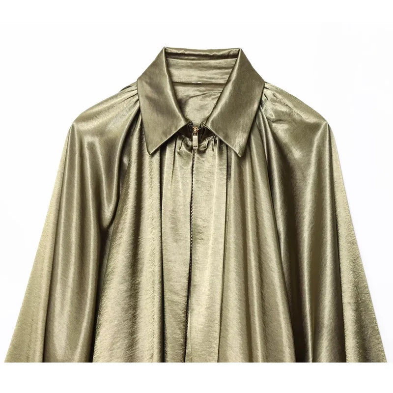 MUJER Ruched Bomber Jackets for Women Puffy Oversized Jacket Woman Summer Coats Demi-season Jacket for Women New in Outerwears