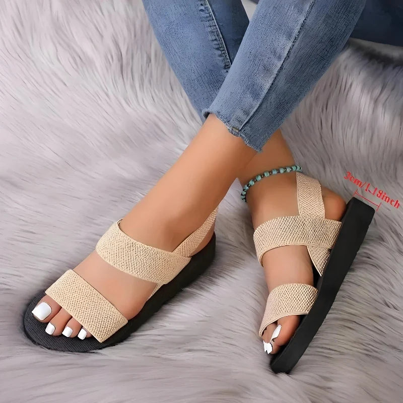 Women Slingback Wedge Sandals Outdoor Summer Lightweight Slides Solid Color Thick Bottom Ladies Slipper Female Roman Sandals