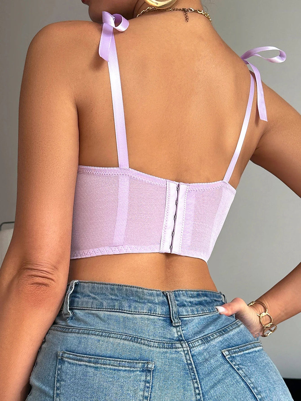 1Pcs Women's Sexy Bra Mesh Bustier Crop Top Floral Embroidery Push up Bra Hollow Out Lace Ladies' Underwear