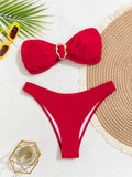 "2026 Sexy Bandeau Push-Up Bikini Set - Brazilian Thong Swimwear for Women"