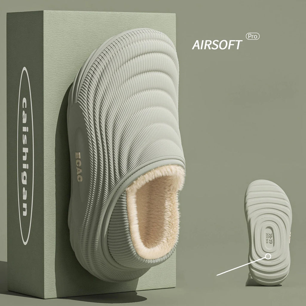 Baotou waterproof cotton slippers, home cotton shoes, winter warm and non slip couple cotton slippers