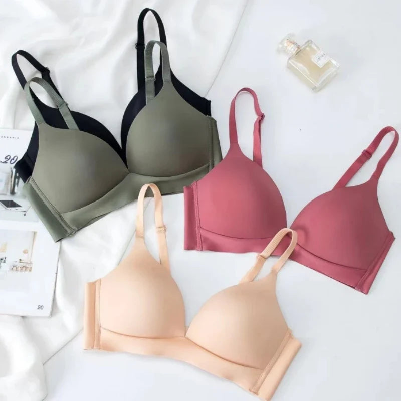 Japanese Style Seamless Push-Up Bra Comfort Wireless Underwear Women's Deep V Neck Bralette 3/4 Cup Daily Comfort Lingerie