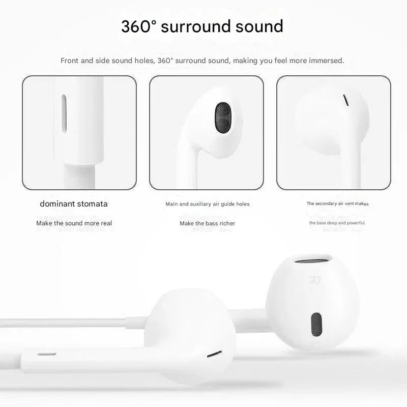 Original In-Ear Headphones For Apple iPad iPhone 15 17 14 13 12 11 16 Pro Max Plus Type C Wired Earphones Laptops Tablet Earbuds