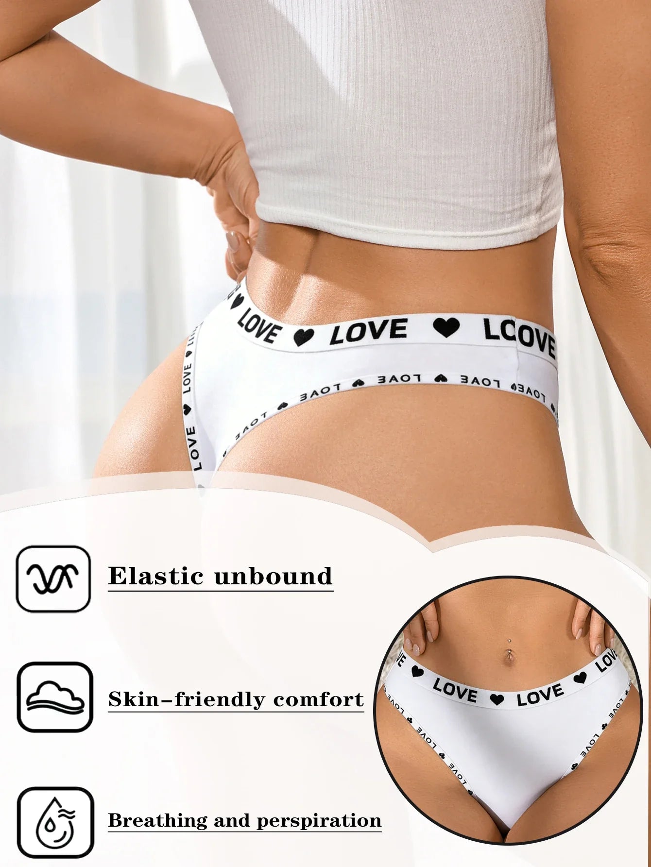 6Pcs/Set Women Seamless Panties Sexy Low Waist Thong Female Breahtable Underwear Ladies Love Heart Panties Lingerie