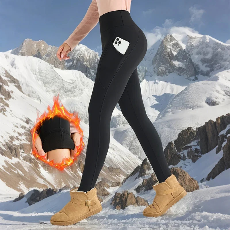 Plush soft Warm Cozy Leggings For Women Solid Color High Waist elastic Skinny Long Pants Perfect For Winter Sports Leisure Wear