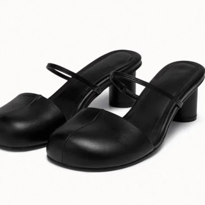 Summer Cover Toe Women Mules Slippers Elegant Slip On Singbacks Slides Ladies Outdoor Street Style Sandalias