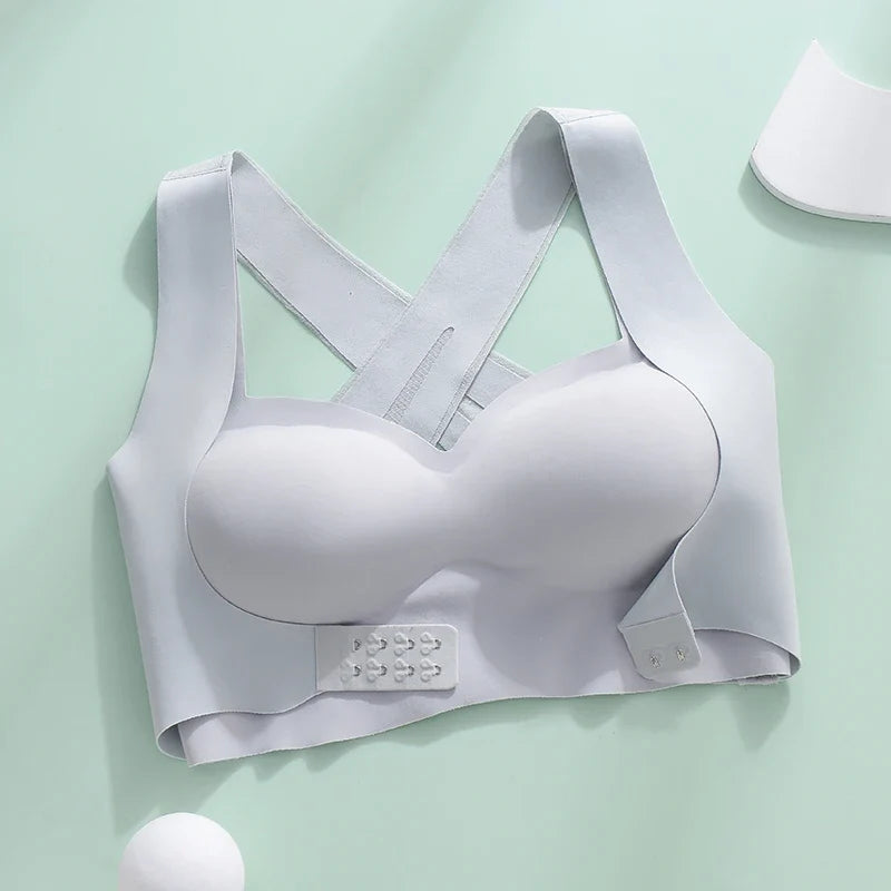 M-6XL Vest Women Seamless Underwear 2 In 1 Solid Adjustable Underwireless Bra Front Buckle Sexy Latex Shapers Humpback Corrected