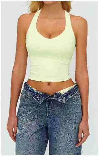 Woman Yoga Tank Top Gym Clothes Removable Chest Pad Fitness Bra Workout Halter Top Activewear Sexy Pilates Sports Vest Underwear