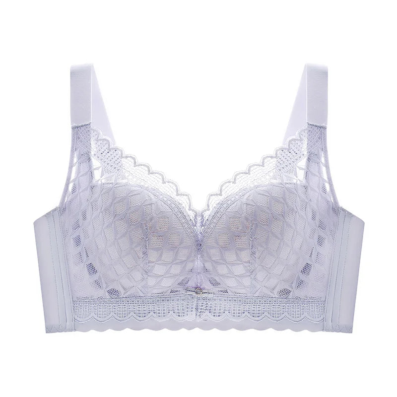 Women's Full Coverage Wire Free Bra Non-Foam Lace Bra Thin Sexy Lace Bra Plus Size 36-46CDE Push Up for Women Thin Latex Bra 46E