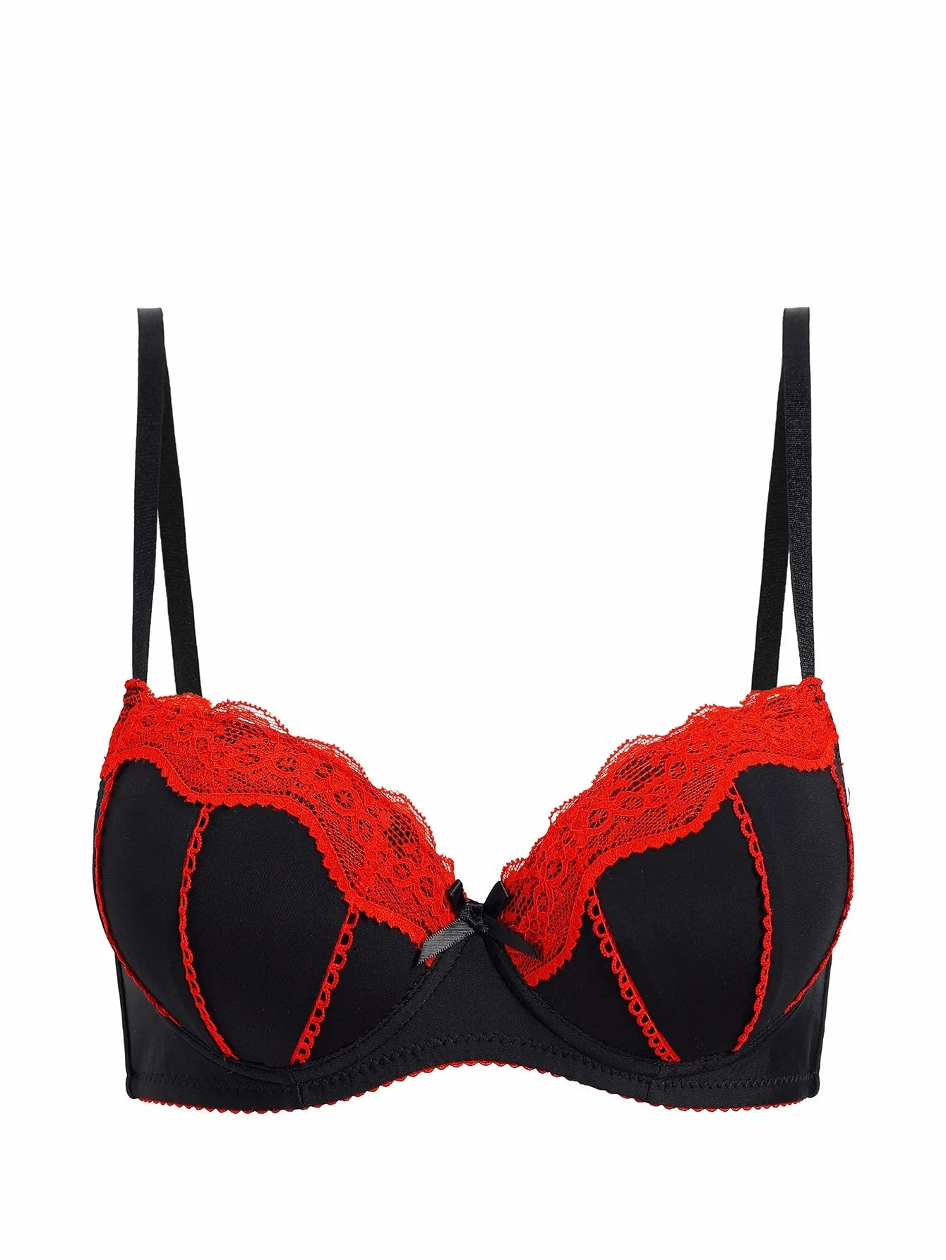 Sexy Lace Women's Bra Alluring Lace-Trimmed Padding Push-Up Bra Comfortable Breathable Women's Underwear