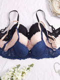 3PCS Lace Trim Women's underwear set Underwire Push up Bra for Women Bow & Rhinestone Comfort Daily Lingerie Set A B C Cup