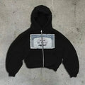 Korean Fashion Simple Gray Double Sided Oversized Zipper Hoodie Women Y2K New Harajuku Gothic Casual Joker Couple Sweatshirt