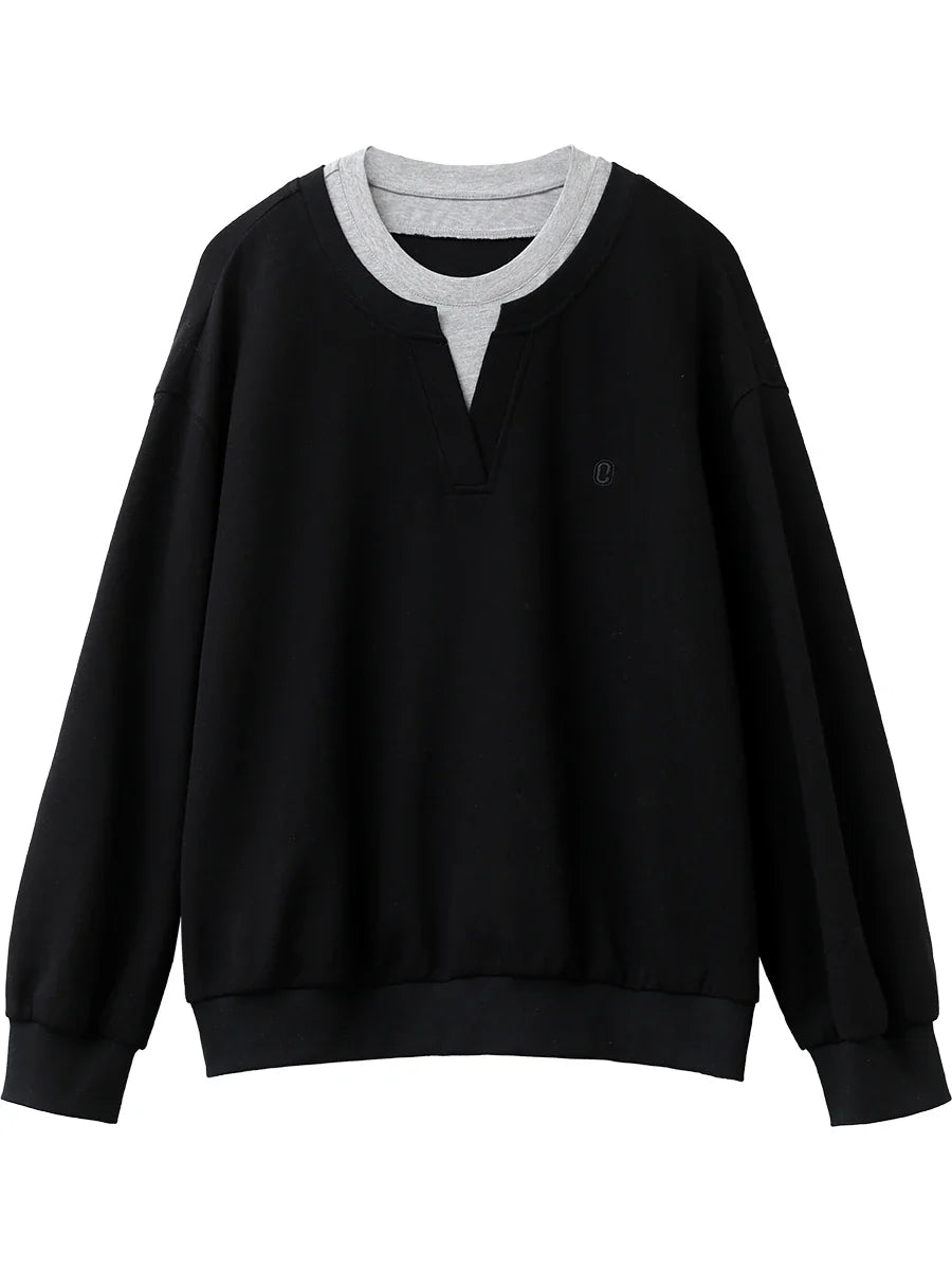 CHIC VEN Korean Women Sweatshirts Loose Casual New Contrast Splicing Hoodie Female Top Woman T Shirt Pullover Spring Autumn 2025