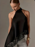 Autumn Fashion Women's Asymmetrical High-Neck Backless Halter Neck Top