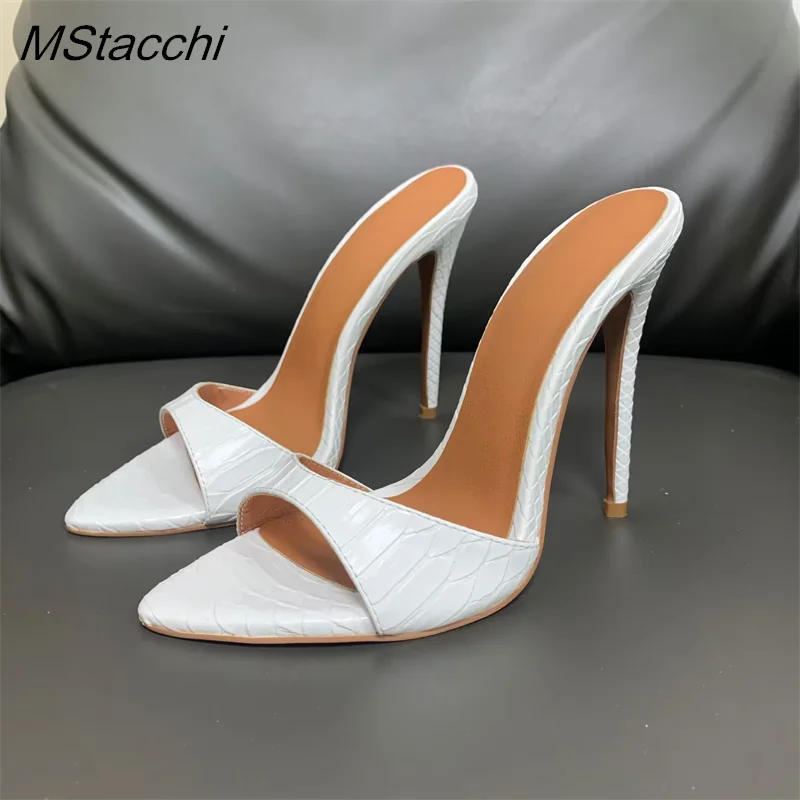 Super-high Heel Slippers Women Shoes Summer Peep Toe Mixed Colors Stiletto Sandals Sexy Party Ladies Shoes Luxury Woman Pumps