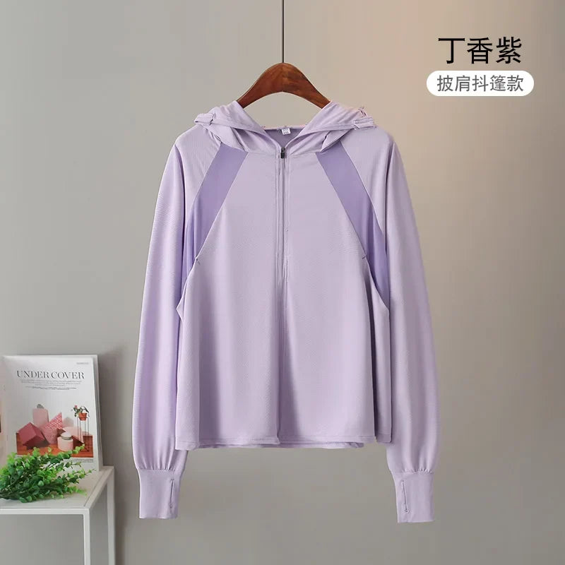 UV Protection Hooded Windbreaker Ice Silk Sun UPF 50+ UV Protection Jacket Big Brim Thin Ice Silk Sun Protection Jackets 4XL 5XL
