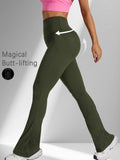Women's Super Soft Flare Pants High Waisted Tummy Control Workout Yoga Push Up Gym Fitness Long Leggings Bell Bottoms