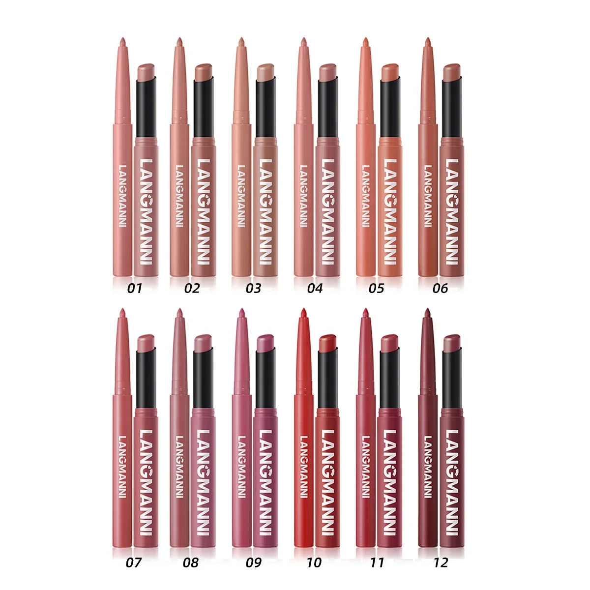 2Pcs/set Matte Soft Mist Slanted Mouth Lipstick + Lip Liner Set Combo Light Matte and Non-Drying Waterproof Non-Stick Lip Set