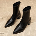 Fashion Vintage Thick Heels Women Slim Ankle Boots Autumn Winter Pointed Toe Stripper Party Short Booties Zapatos De Mujer