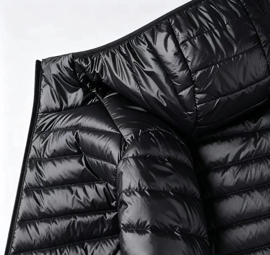 Men Solid Color Hooded Puffer Coat, Winter Lightweight Casual Outdoor Sports Warm Jacket for Male